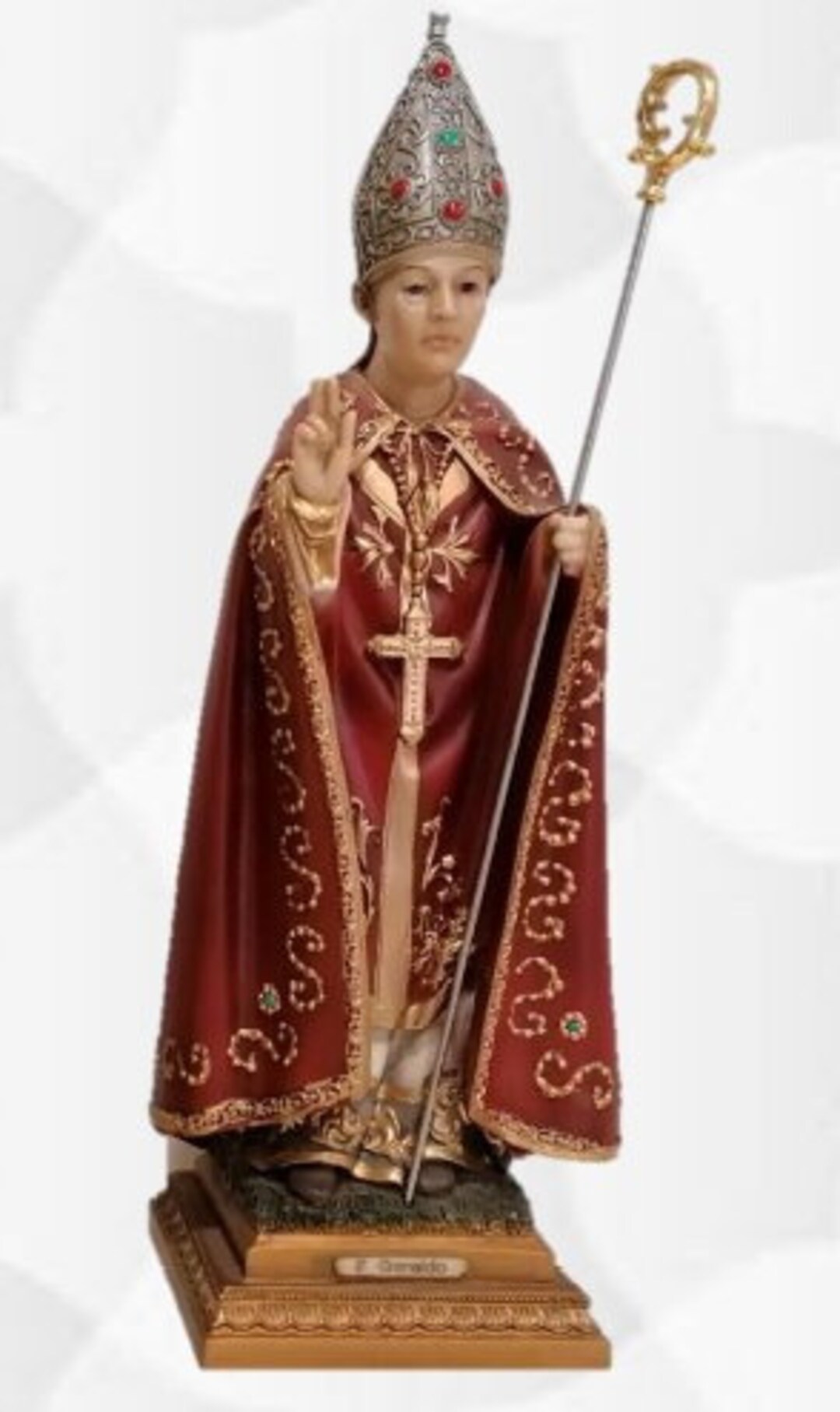 Statue of St. Gerard Cm 39 X 11,5 15,25 X 4,52 Inches in Hand-decorated