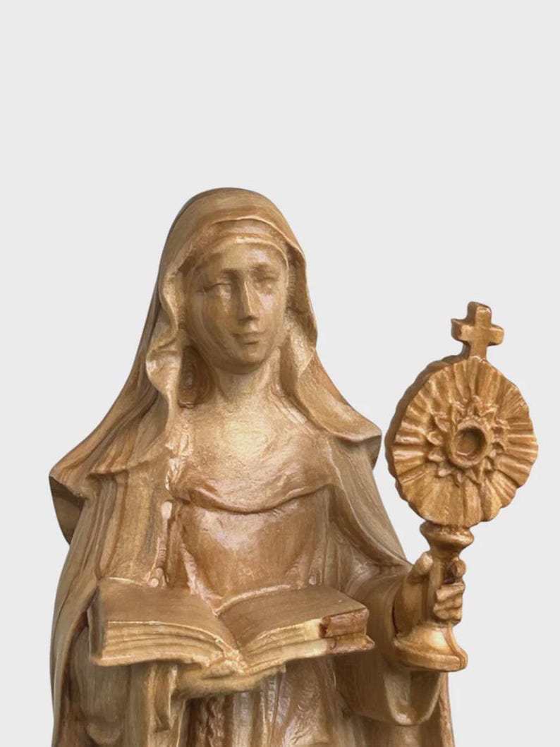 Statue of Saint Clare of Assisi Carved From Valgardena Olive Wood ...