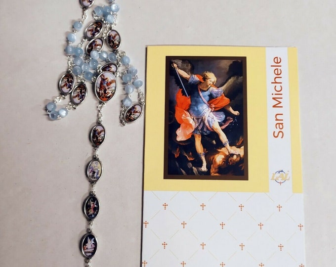 Rosary of Saint Michael the Archangel cm 44 (17.32 inches) with recitation booklet, handcrafted in Italy