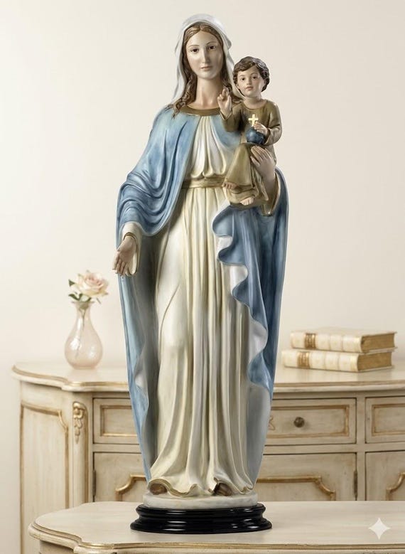 Statue of the Madonna With Baby Jesus, 90 Cm (35.43 Inches) in