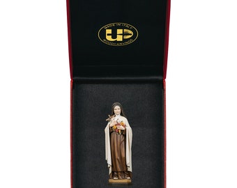 Statue of Santa Terersa with deluxe case carved in Valgardena wood and hand-decorated with Italian craftsmanship