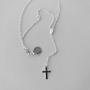 925 silver Miraculous Madonna Rosary with a hook, handcrafted in Italy.