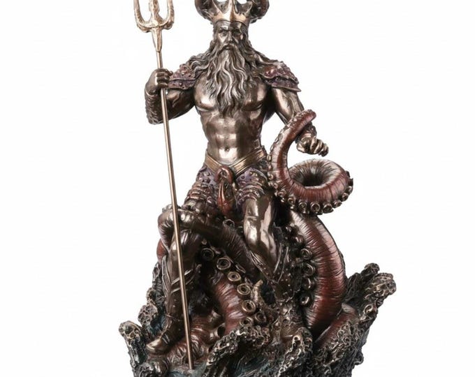 Classical sculpture of Oceanus, 22.5 cm (8.85 inches) in bronzed resin marble, handcrafted, made in Italy