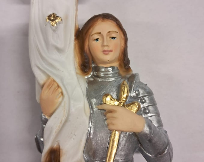 Statue of Saint Joan of Arc cm 25 (9.84 inches) in marble resin full decorated by hand of Italian artisan production