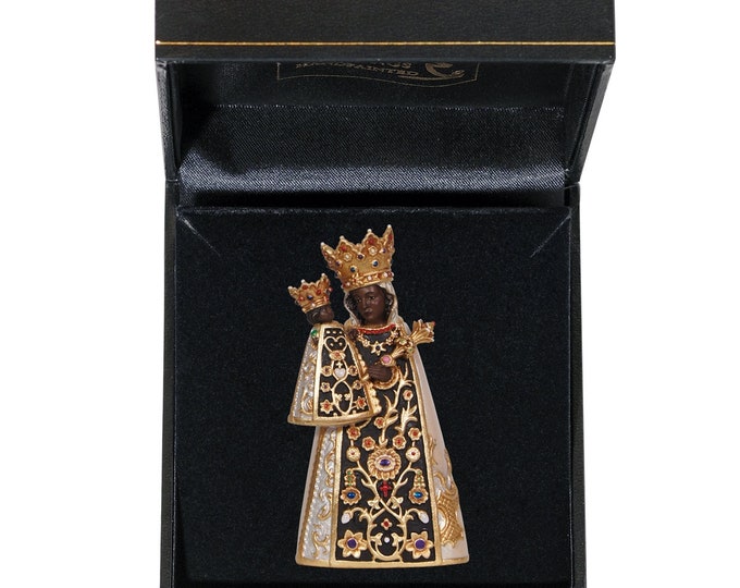 Statue of Our Lady of Altotting with deluxe case carved in Valgardena wood decorated by hand of Italian handicraft production