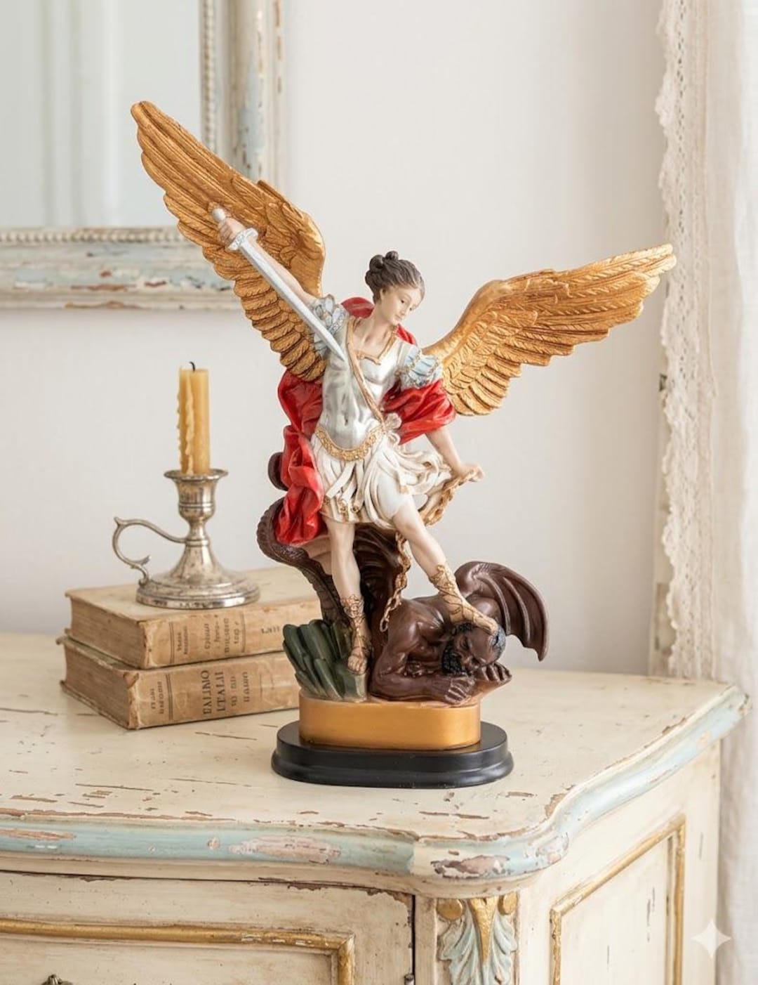 Statue of St. Michael the Archangel 40 Cm (15.74 Inches) in Solid