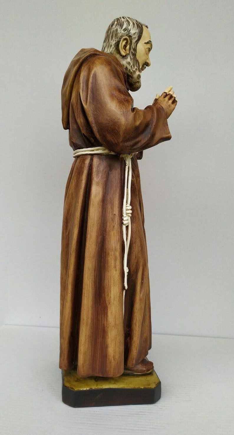 Statue des Heiligen Padre Pio aus Pietrelcina 60 cm 23,62 Zoll aus handverziertem Harzmarmor aus italienischer Handwerksproduktion Bild 3