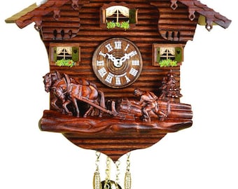 Alpine chalet style cuckoo clock, 20 cm (7.87 inch) handmade in Italy