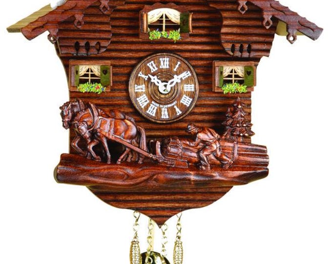 Alpine chalet style cuckoo clock, 20 cm (7.87 inch) handmade in Italy