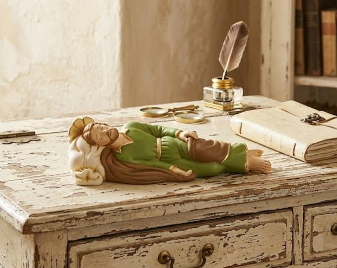 Statue of St. Joseph sleeping 37 cm by Pope Francis in marble resin decorated by hand, handcrafted in Italy