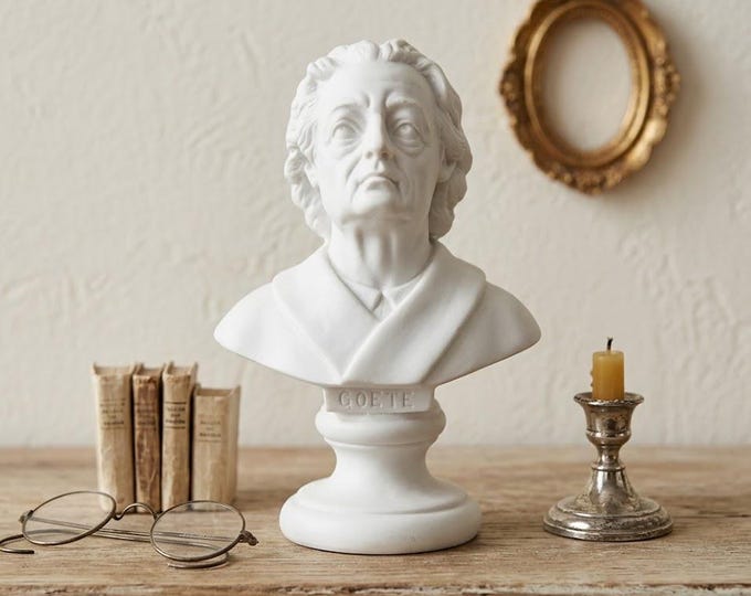 Bust sculpture of Johann Wolfgang Von Goethe 11 cm (4.33 inches) in alabaster powder, handcrafted, made in Italy