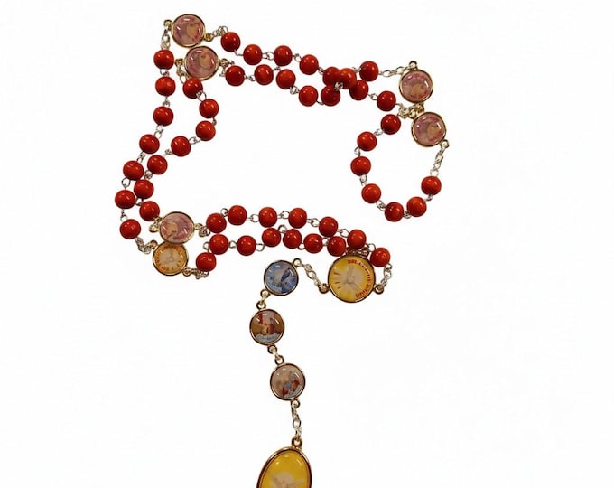 Rosary of the Seven Gifts of the Holy Spirit, 6 mm diameter wooden beads, handcrafted in Italy