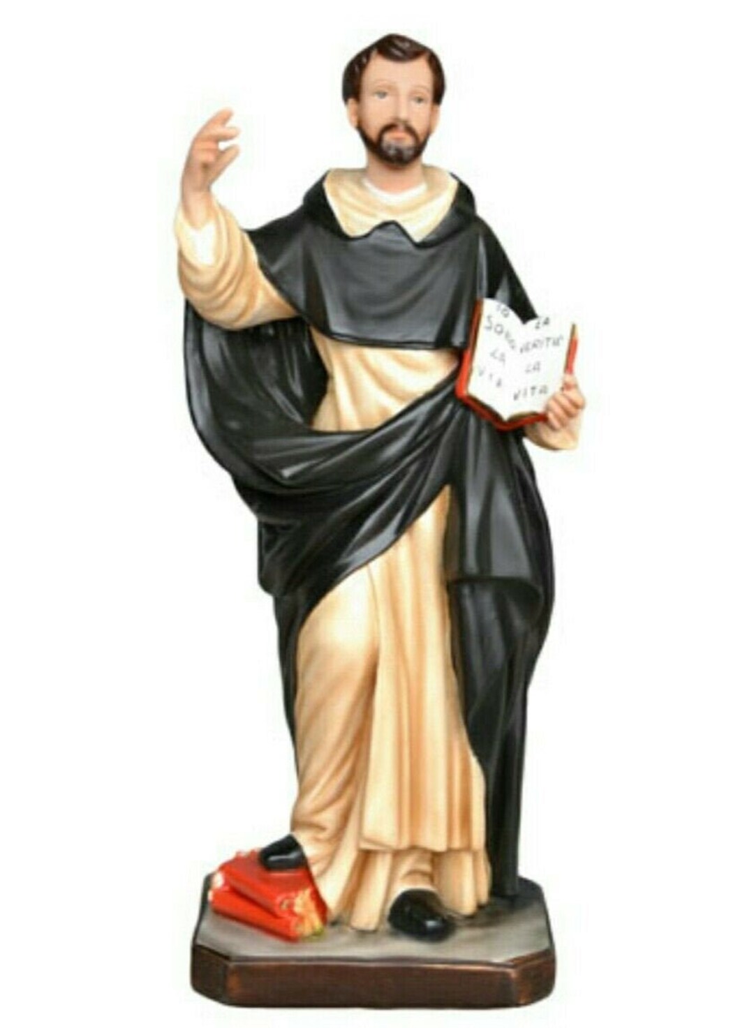 Statue of San Domenico Guzman Cm 55 21,65 Inches in Hand-decorated
