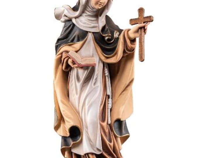 Sculpture of Saint Luisa carved in Valgardena wood, hand-decorated, Italian artisan production, various sizes