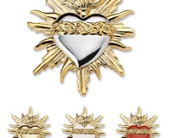 Votive heart, ex voto, grace received, made of hand-decorated resin, 16 cm (6.3 inches) Italian artisan production, various colours