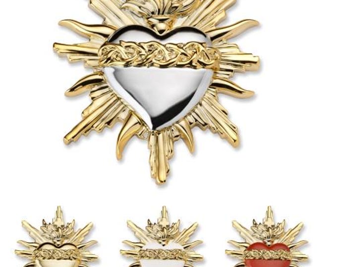 Votive heart, ex voto, grace received, made of hand-decorated resin, 16 cm (6.3 inches) Italian artisan production, various colours