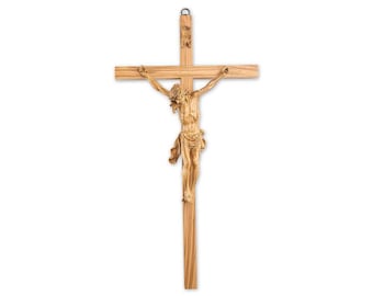 Crucifix, cross made entirely of olive wood, various sizes available, Italian artisan production