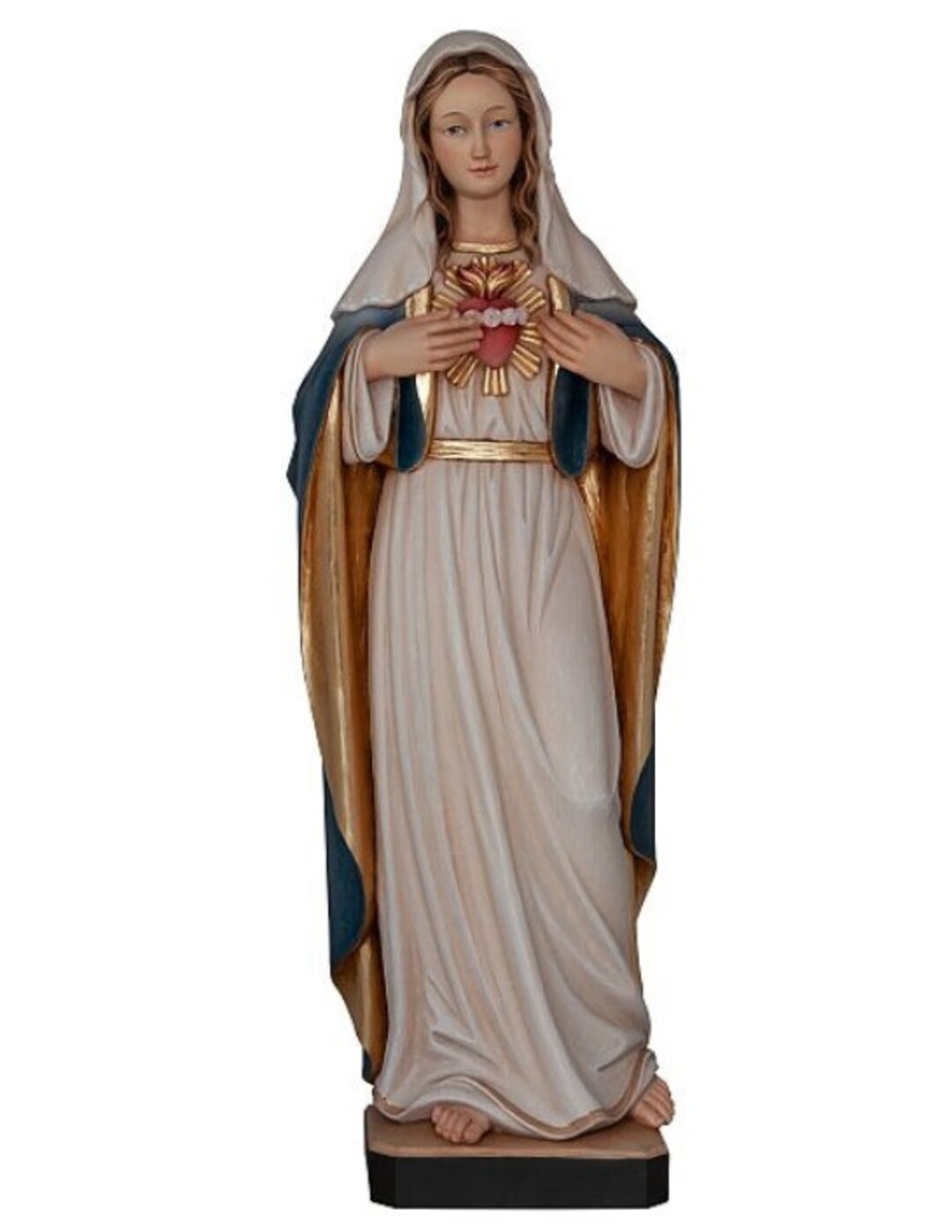 Statue of the Sacred Heart of Mary, Carved in Valgardena Wood and Hand ...