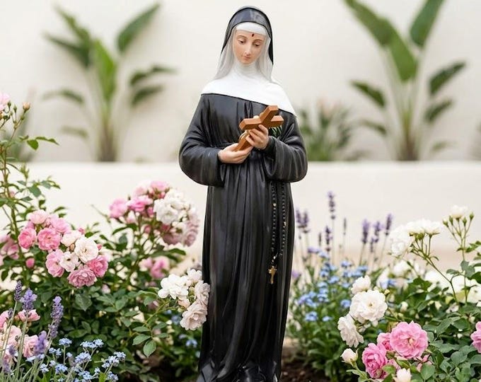 Statue of Saint Rita of Cascia 60 cm (23.62 inches) in hand-decorated resin, painted or glass eyes, handcrafted in Italy