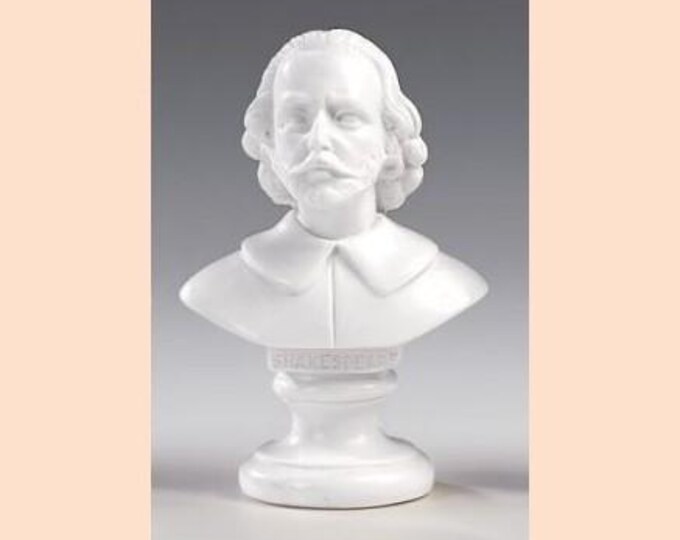 William Shakespeare bust sculpture cm 11 (4.33 inches) in alabaster powder, handcrafted, made in Italy