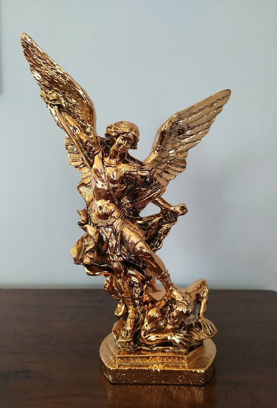 Statua San Michele Arcangelo cm 30 11,81 inches in polvere di