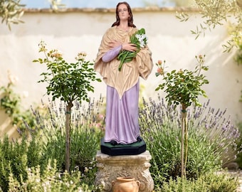 Statue of Saint Maria Goretti 85 cm (33.46 inches) in hand-decorated resin, painted or glass eyes, handcrafted in Italy