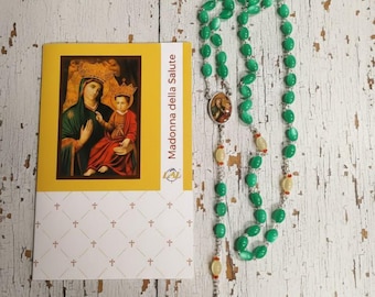 Rosary of Our Lady of Health 54 cm (21.25 inches) with booklet, handcrafted in Italy