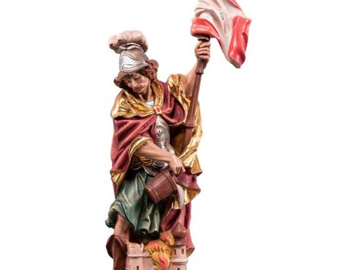 Statue of Saint Florian, carved in Valgardena wood and hand-decorated, Italian artisan production, various sizes