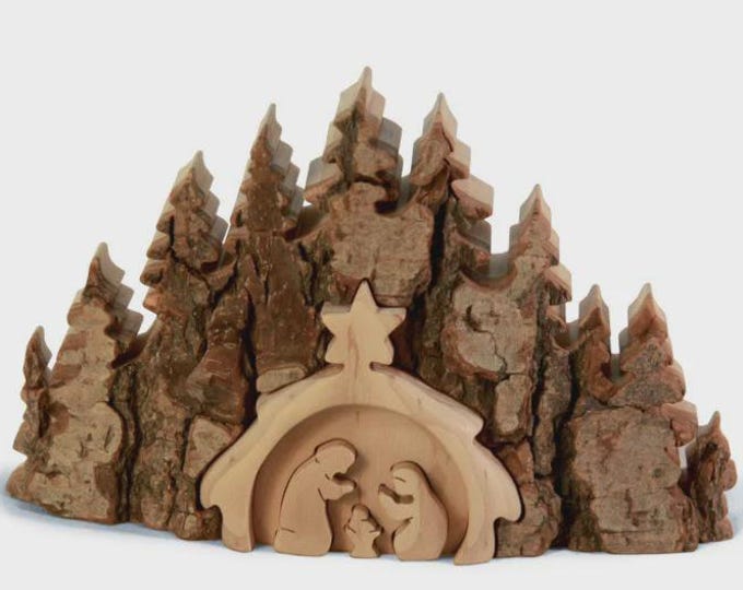 Nativity scene 18 x 11 cm (7.09 x 4.33 inches) carved in Valgardena wood, handcrafted in Italy