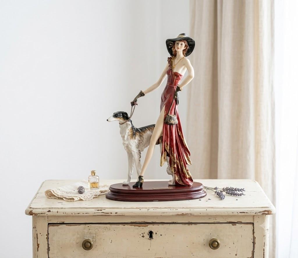 Lady With Greyhounds Statue - Etsy