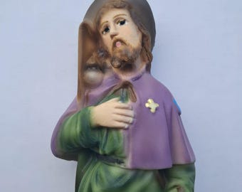 Statue of Saint Roch of Montpellier 18 cm (7.08 inches) in marble resin full decorated by hand, Italian artisan production
