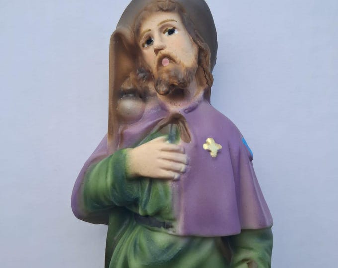 Statue of Saint Roch of Montpellier cm 18 (7.08 inches) in marble resin full decorated by hand of Italian artisan production