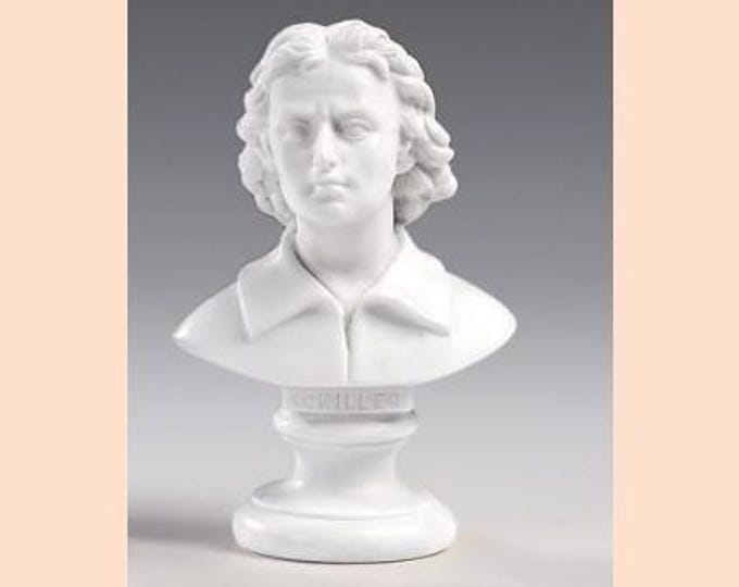 Bust sculpture of Friedrich Schiller cm 11 (4.33 inches) in alabaster powder, handcrafted, made in Italy