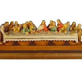 Sculpture statue of the Last Supper, carved in Valgardena wood and hand decorated, Italian artisan production, various sizes