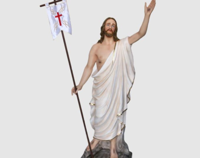 Statue of the Risen Jesus Christ, 130 cm (51.18 inches), hand-decorated resin, painted or glass eyes, handcrafted in Italy