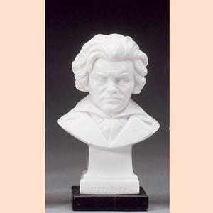 Ludwig Van Beethoven bust sculpture cm 11 (4.33 inches) in alabaster powder, marble base, handcrafted, made in Italy
