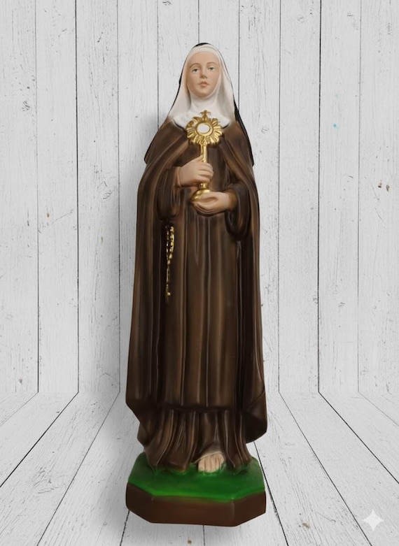 Statue of Saint Clare of Assisi 30 Cm (11.81 Inches) in Marble