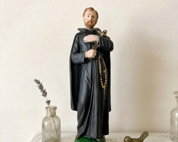 Statue of Saint Francis Xavier 20 cm (7.87 inches) in marble resin full decorated by hand, Italian artisan production