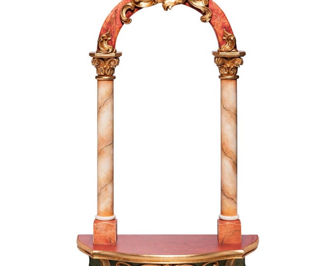Freestanding or wall shelf for statues, made of Valgardena wood, hand-decorated in various sizes, Italian artisan production