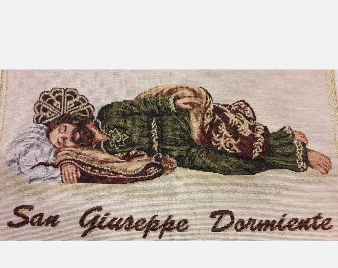 Tapestry of St. Joseph sleeping cm 39 x 26 (15.35 x 10.23 inches) of Italian artisan production
