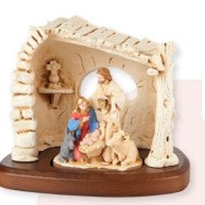 Complete nativity nativity scene 10 x 13 cm (3.93 x 5.11 inches) in hand-decorated resin, Italian artisan production