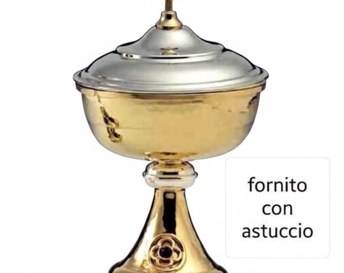 Liturgical ciborium for Eucharistic celebration made of silver plated 21 cm (8.26 inches) of Italian artisan production