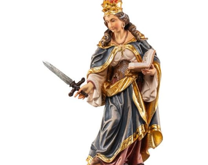 Sculpture of Santa Susanna carved from Valgardena wood, hand-decorated and handcrafted in Italy.
