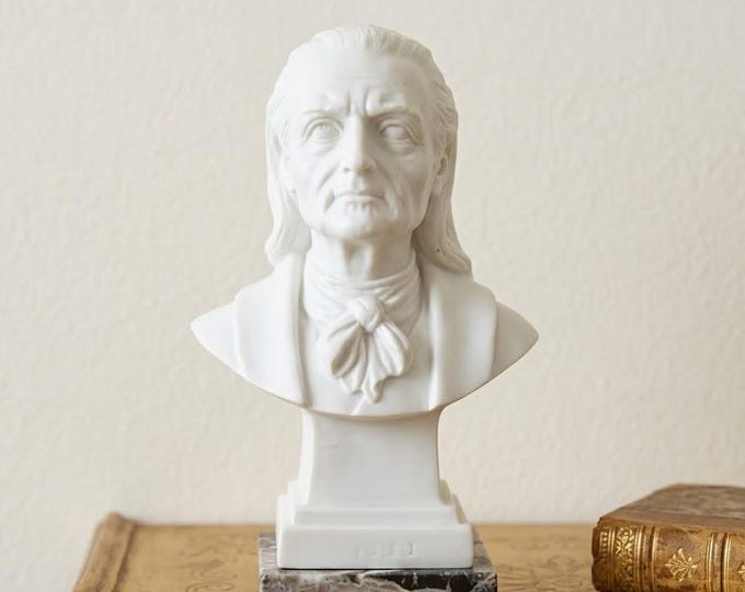 Franz Liszt bust sculpture, 11 cm (4.33 inches), in alabaster powder, marble base, handcrafted, made in Italy