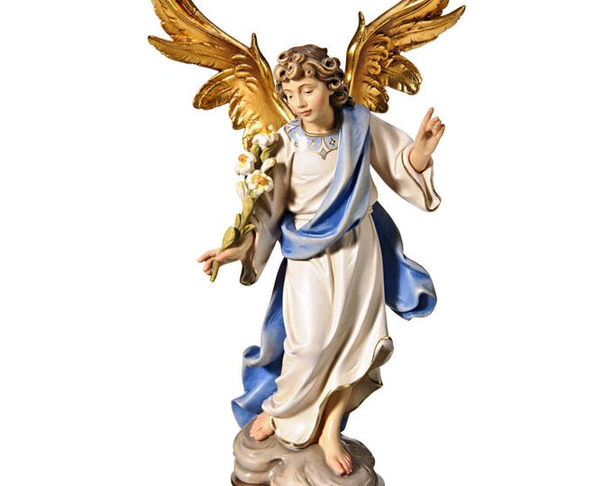 Statue of Saint Gabriel the Archangel, carved from Valgardena wood and decorated by hand, Italian artisan production, various decorations and sizes