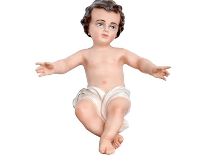 Statue of the Child Jesus in resin cm 23 (9,05 inches), finely decorated by hand of artisan production ideal for exteriors and interiors