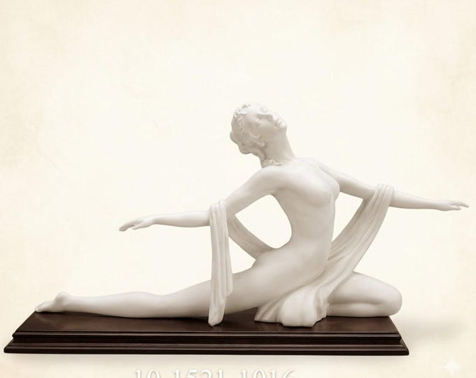 Classical sculpture of Venus, 43 x 24 cm (16.9 x 9.44 inches) in alabaster powder, walnut wood base, handcrafted, made in Italy
