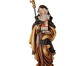 Statue of St. Emma of Gurk carved in wood from Valgardena and decorated by hand of Italian artisan production