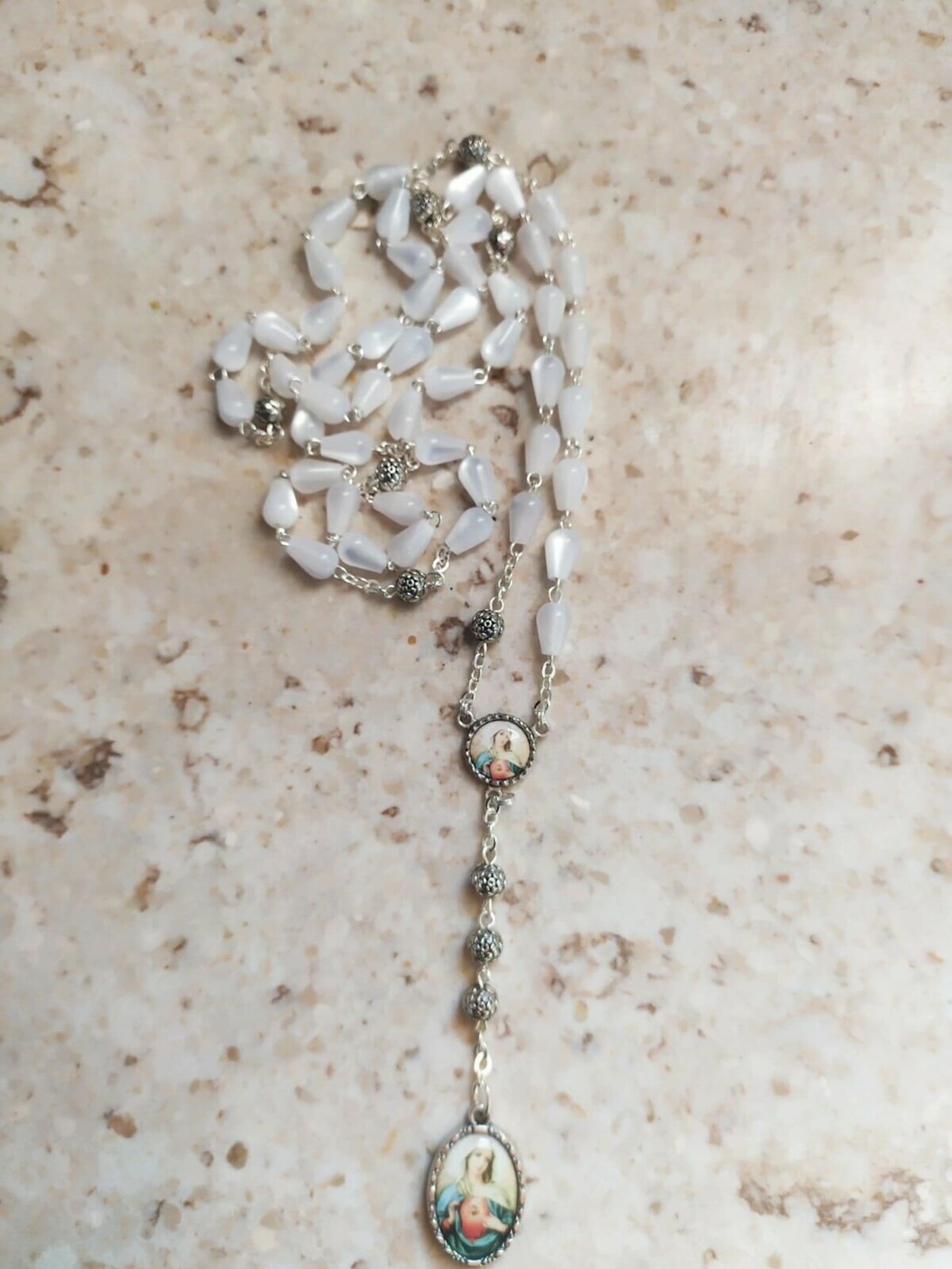 Rosario Delle Lacrime Della Madonna Rosario della Madonna delle lacrime cm 50 grani in vetro di - Etsy Italia