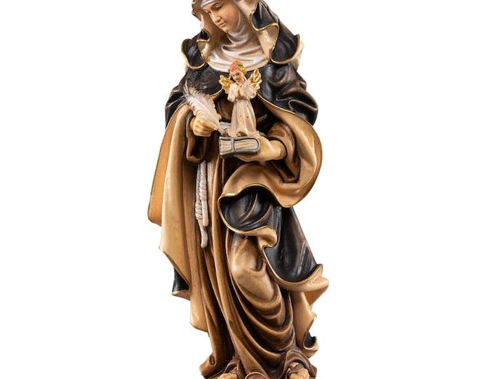 Sculpture of Saint Francesca carved in Valgardena wood, hand-decorated and handcrafted in Italy.